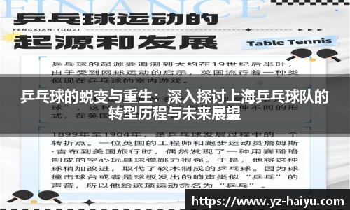 乒乓球的蜕变与重生：深入探讨上海乒乓球队的转型历程与未来展望