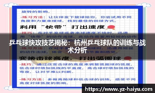 乒乓球快攻技艺揭秘：杭州乒乓球队的训练与战术分析